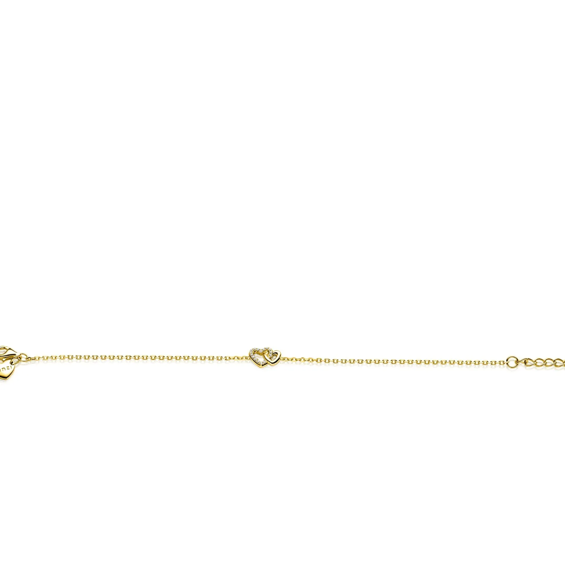 ZINZI gold plated zilveren armband met verbonden hartjes, witte zirkonia's 17-19cm ZIA2493Y