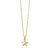 ZINZI gold plated zilveren ketting met paperclip-schakels en grote zeester hanger met ovale witte zoetwaterparel 40-45cm ZIC2641