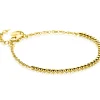 ZINZI gold plated zilveren jasseron armband met bolletjes schakels (2,5mm breed) in het midden 16-19cm ZIA2640G