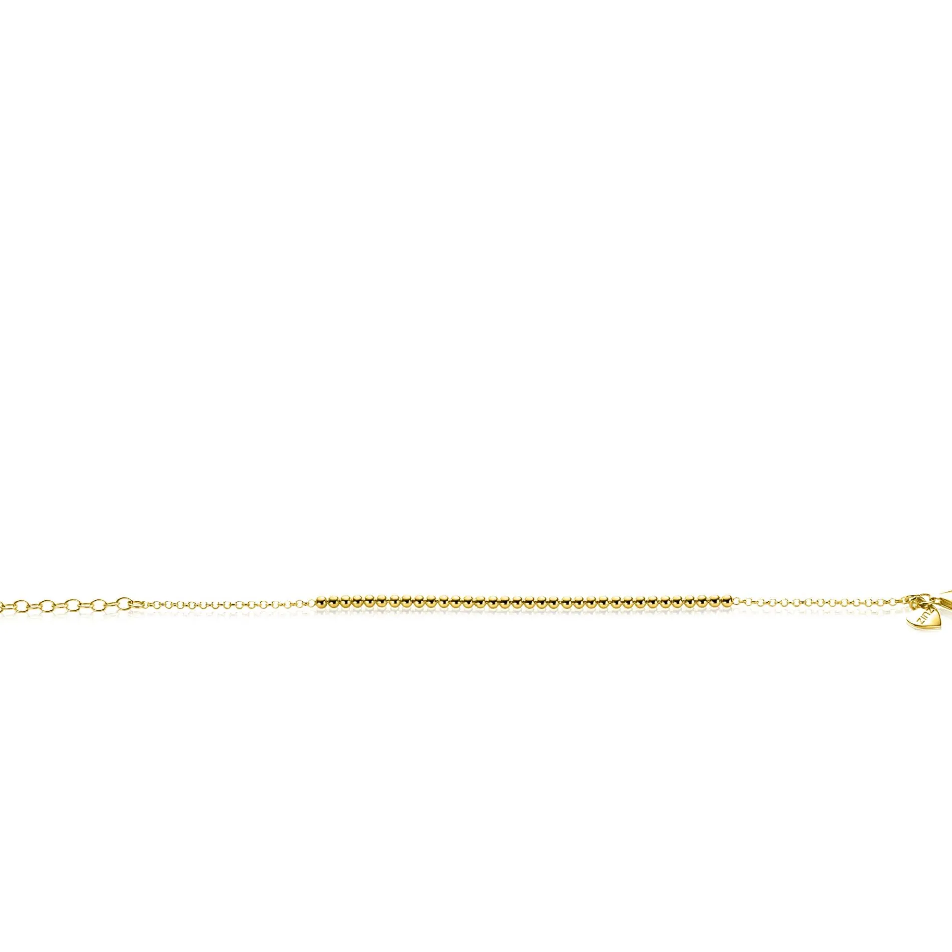 ZINZI gold plated zilveren jasseron armband met bolletjes schakels (2,5mm breed) in het midden 16-19cm ZIA2640G