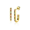 ZINZI gold plated zilveren oorstekers in ovale vorm (20mm) bezet met regenboog kleurstenen ZIO2310YMC
