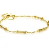 ZINZI gold plated zilveren schakel armband met vijf gladde bamboe vormen 17-20cm ZIA2577G