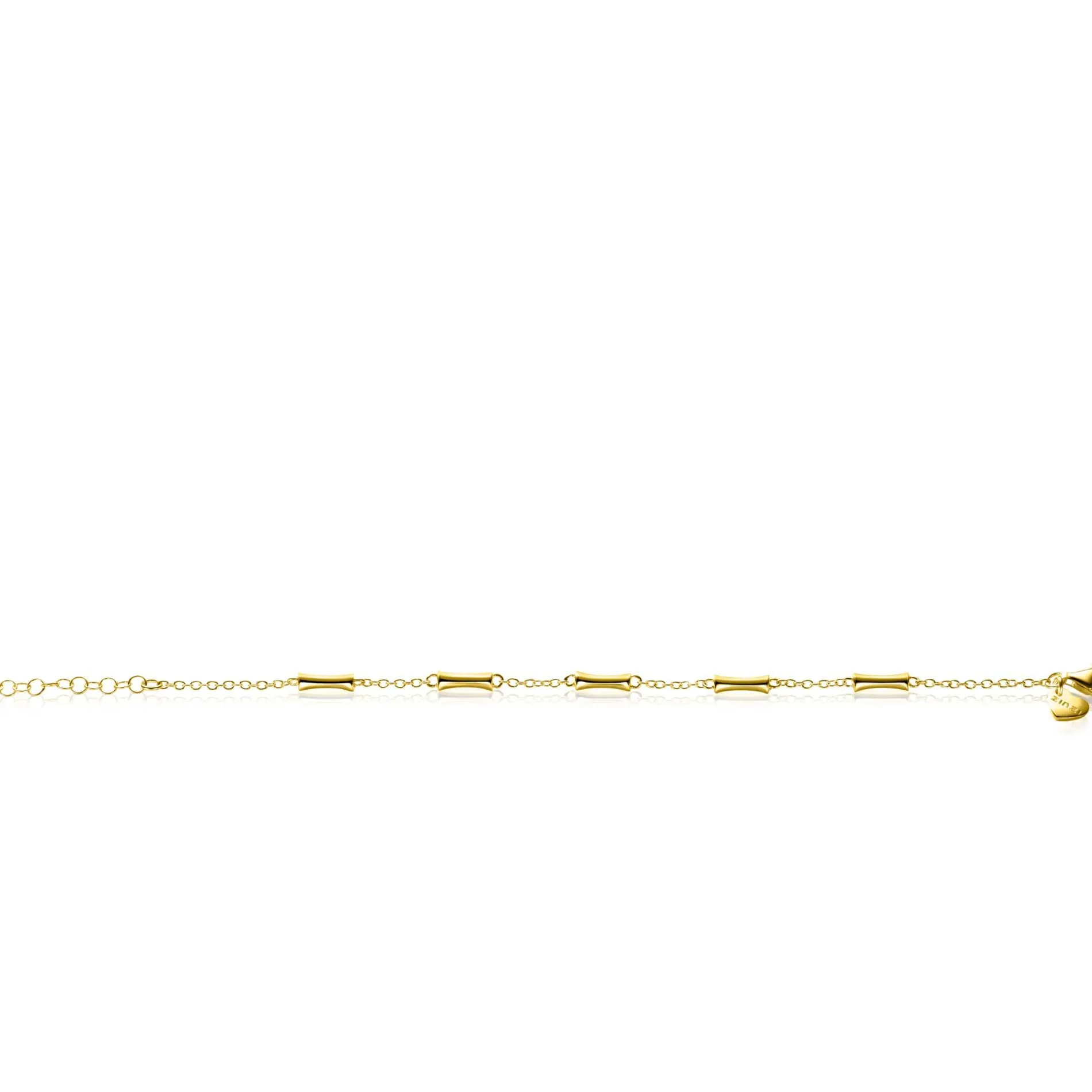 ZINZI gold plated zilveren schakel armband met vijf gladde bamboe vormen 17-20cm ZIA2577G