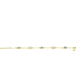 ZINZI gold plated zilveren armband met ronde en vierkante zettingen jeansblauw en witgrijs 17-20cm ZIA2526G