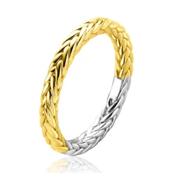 ZINZI gold plated zilveren ring met sierlijk gevlochten touweffect 2,6mm breed ZIR2553G