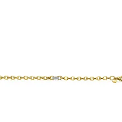 ZINZI gold plated zilveren schakel armband met een ronde schakel bezet met witte zirkonia's 6mm breed 19cm ZIA2664