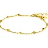 ZINZI gold plated zilveren fantasie armband met 5 geelgroene donuts en glanzende bolletjes 17-19,5cm ZIA2508