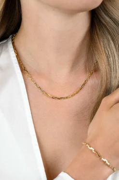 ZINZI gold plated zilveren ketting met venetiaanse schakels 3mm breed 42-45cm ZIC2587