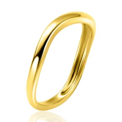 ZINZI gold plated zilveren gladde ring organisch gevormd (3mm breed) ZIR2656G