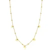 ZINZI gold plated zilveren ankerketting met kleine bolletjes en vijf gladde hartjes 42-45cm ZIC2531G