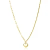 ZINZI gold plated zilveren schakel ketting met twee trendy schakels en glad hart 40-45cm ZIC2381G