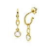 ZINZI gold plated zilveren oorringen 13mm met paperclip schakel en ronde witte zirconia 30mm ZIO2304G