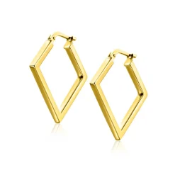 ZINZI gold plated zilveren oorringen 20mm met vierkante vorm buisdikte 2mm ZIO2336G
