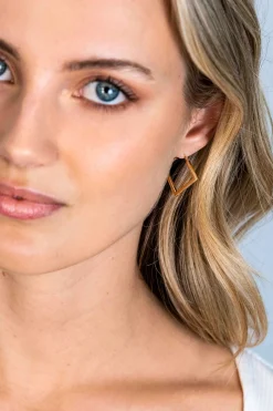 ZINZI gold plated zilveren oorringen 20mm met vierkante vorm buisdikte 2mm ZIO2336G