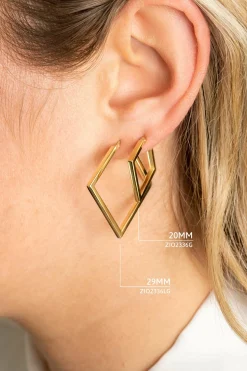 ZINZI gold plated zilveren oorringen 20mm met vierkante vorm buisdikte 2mm ZIO2336G