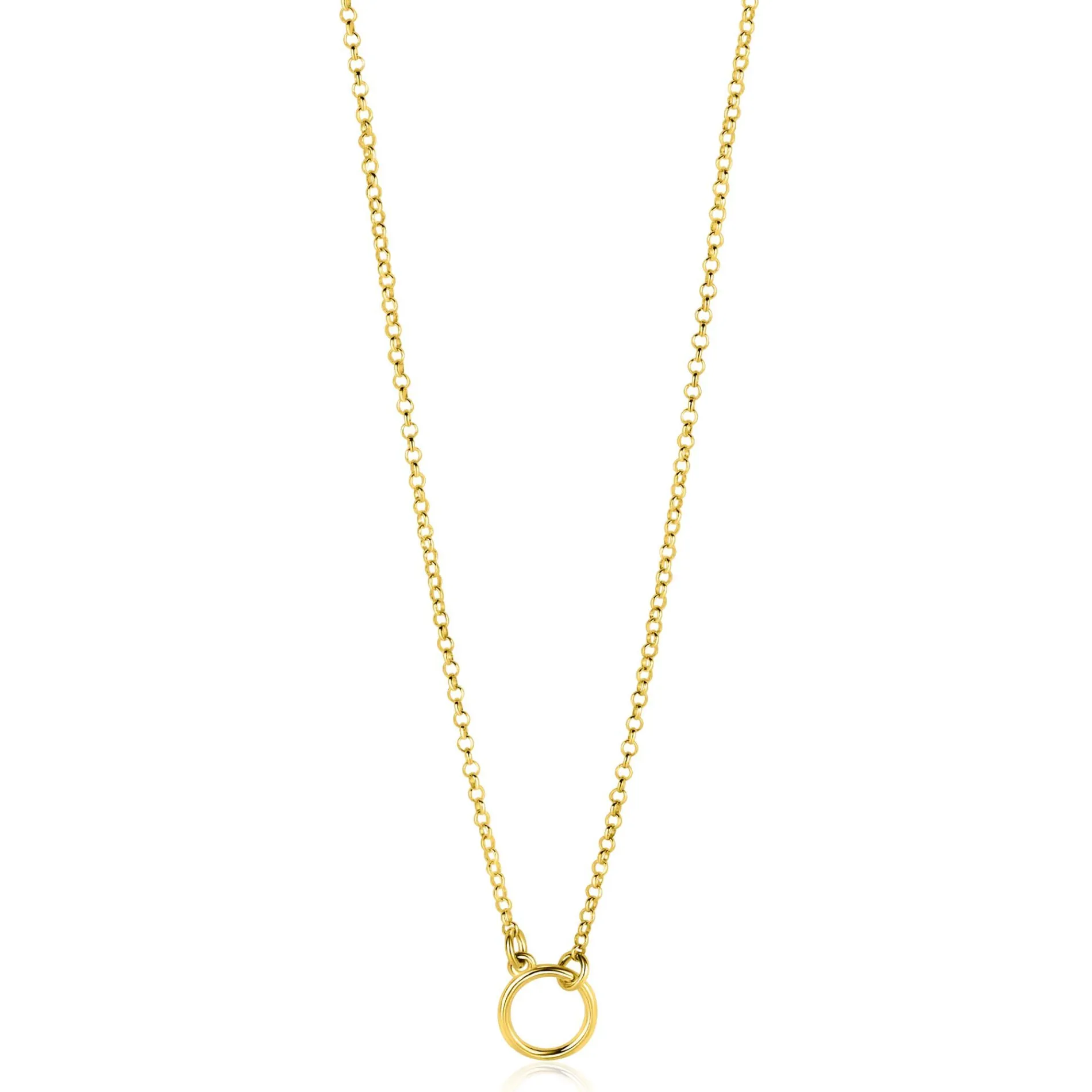 ZINZI gold plated zilveren ketting met open rondje 40-45cm ZIC2523G