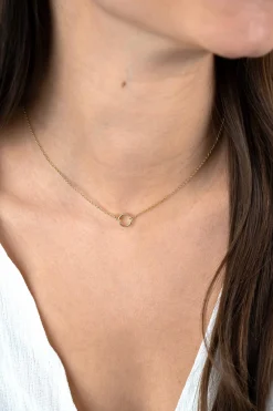 ZINZI gold plated zilveren ketting met open rondje 40-45cm ZIC2523G