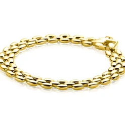 ZINZI gold plated zilveren brede rolex-style schakel-armband 8mm breed 19cm ZIA2764G