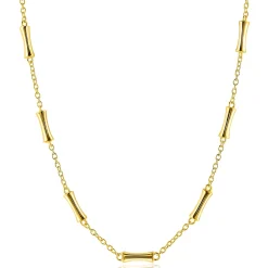 ZINZI gold plated zilveren schakel ketting met zeven gladde bamboe vormen 40-45m ZIC2577G