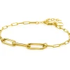 ZINZI gold plated zilveren schakelarmband met 3 grote ovale schakels 16,5-19,5cm ZIA2522