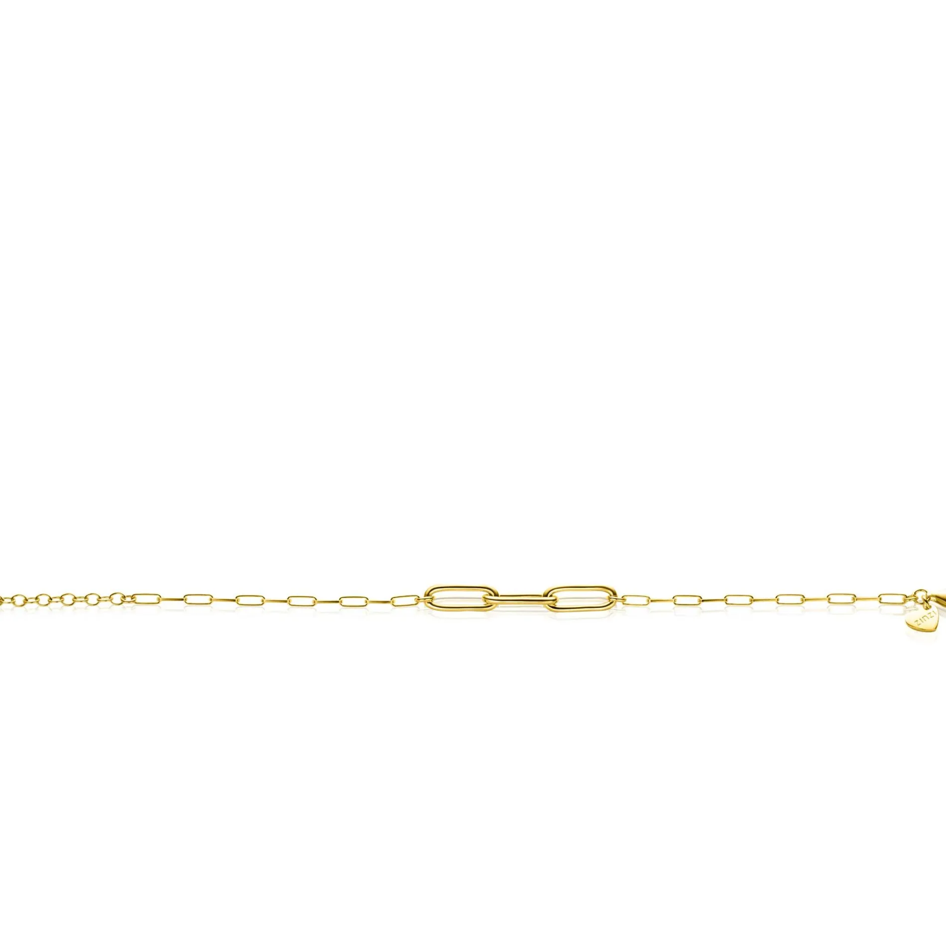ZINZI gold plated zilveren schakelarmband met 3 grote ovale schakels 16,5-19,5cm ZIA2522