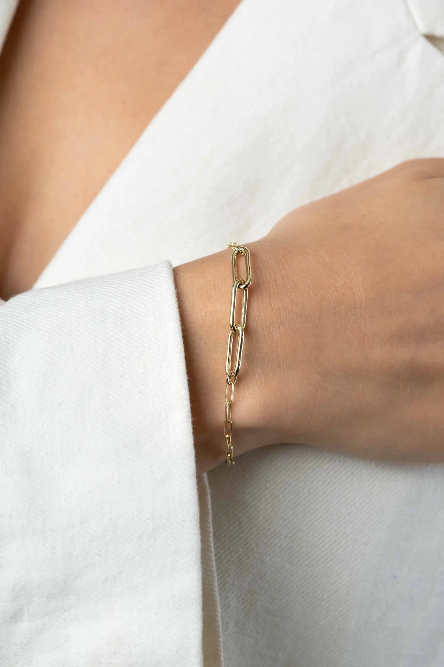 ZINZI gold plated zilveren schakelarmband met 3 grote ovale schakels 16,5-19,5cm ZIA2522