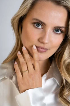 ZINZI gold plated zilveren aanschuifring gourmet schakel met ronde witte zirconia ZIR2376