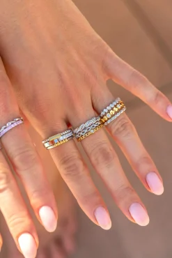 ZINZI gold plated zilveren aanschuifring gourmet schakel met ronde witte zirconia ZIR2376