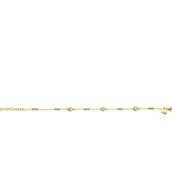 ZINZI gold plated zilveren schakelarmband met trio-bolletjes en drie hartvormige zirkonia's 17-20cm ZIA2679