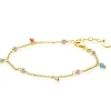 ZINZI gold plated zilveren armband met witte parels en bungelende beads (5,5 mm) in frisse kleuren 17-20cm ZIA2705G