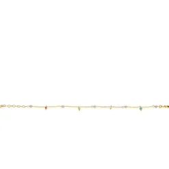 ZINZI gold plated zilveren armband met witte parels en bungelende beads (5,5 mm) in frisse kleuren 17-20cm ZIA2705G