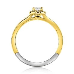 ZINZI gold plated zilveren entourage verlovingsring bezet met witte zirkonia's en klein hartje aan de zijkant ZIR2697Y
