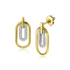 ZINZI gold plated zilveren ovale oorstekers 20mm bezet met witte zirconia's ZIO2329
