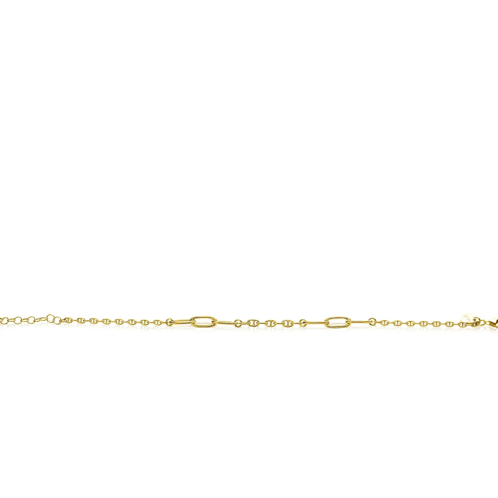 ZINZI gold plated zilveren marine schakel armband met zes grotere ovale schakels 4,5mm breed 18-20cm ZIA2413G