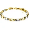 ZINZI gold plated zilveren schakelarmband met bicolor rechthoekige schakels (6,5mm breed) ZIA2757