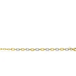 ZINZI gold plated zilveren schakelarmband met bicolor rechthoekige schakels (6,5mm breed) ZIA2757