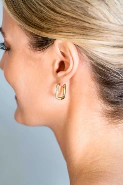 ZINZI gold plated zilveren luxe oorringen 18x3mm rechthoekig met witte zirconia's ZIO2222Y