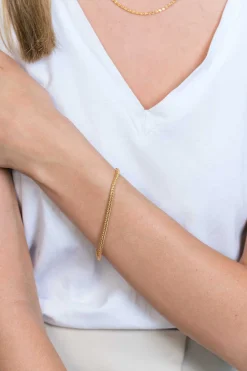 ZINZI gold plated zilveren schakelarmband vossenstaart 3.0mm breed ZIA1124G