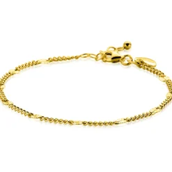 ZINZI gold plated zilveren gourmet schakelarmband met tien zonnestralen-plaatjes (3mm breed) ZIA2713G