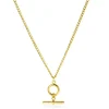 ZINZI gold plated zilveren gourmet ketting 45cm met trendy kapittelstokje en open rondje 40-45cm ZIC2359
