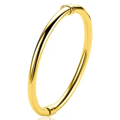 ZINZI gold plated zilveren bangle armband glad 5mm ronde buis en luxe scharniersluiting ZIA2754G