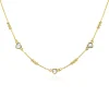ZINZI gold plated zilveren schakelketting met trio-bolletjes en drie hartvormige witte zirkonia's 40-45cm ZIC2679