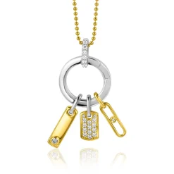 ZINZI gold plated zilveren rechthoekig plaatje als hanger 20mm bezet met witte zirconia ZIH2298 (zonder collier)