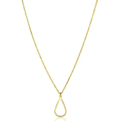ZINZI gold plated zilveren jasseron ketting met open druppelvormige hanger (10mm) 42-45cm ZIC2635