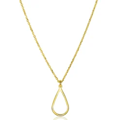 ZINZI gold plated zilveren jasseron ketting met open druppelvormige hanger (10mm) 42-45cm ZIC2635