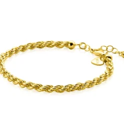 ZINZI gold plated zilveren koord armband 4mm breed ZIA2343G