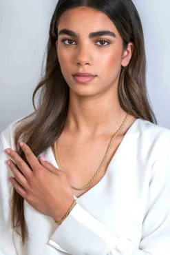 ZINZI gold plated zilveren koord armband 4mm breed ZIA2343G