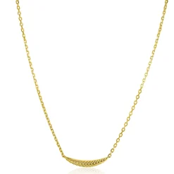 ZINZI gold plated zilveren schakelkettinkje met grote veer. De veer staat symbool voor je vleugels uitslaan en vrijheid. 40-45cm ZIC2644G