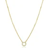 ZINZI gold plated zilveren ketting met open rondje (7,5mm) bezet met witte zirconia's 40-45cm ZIC2550Y