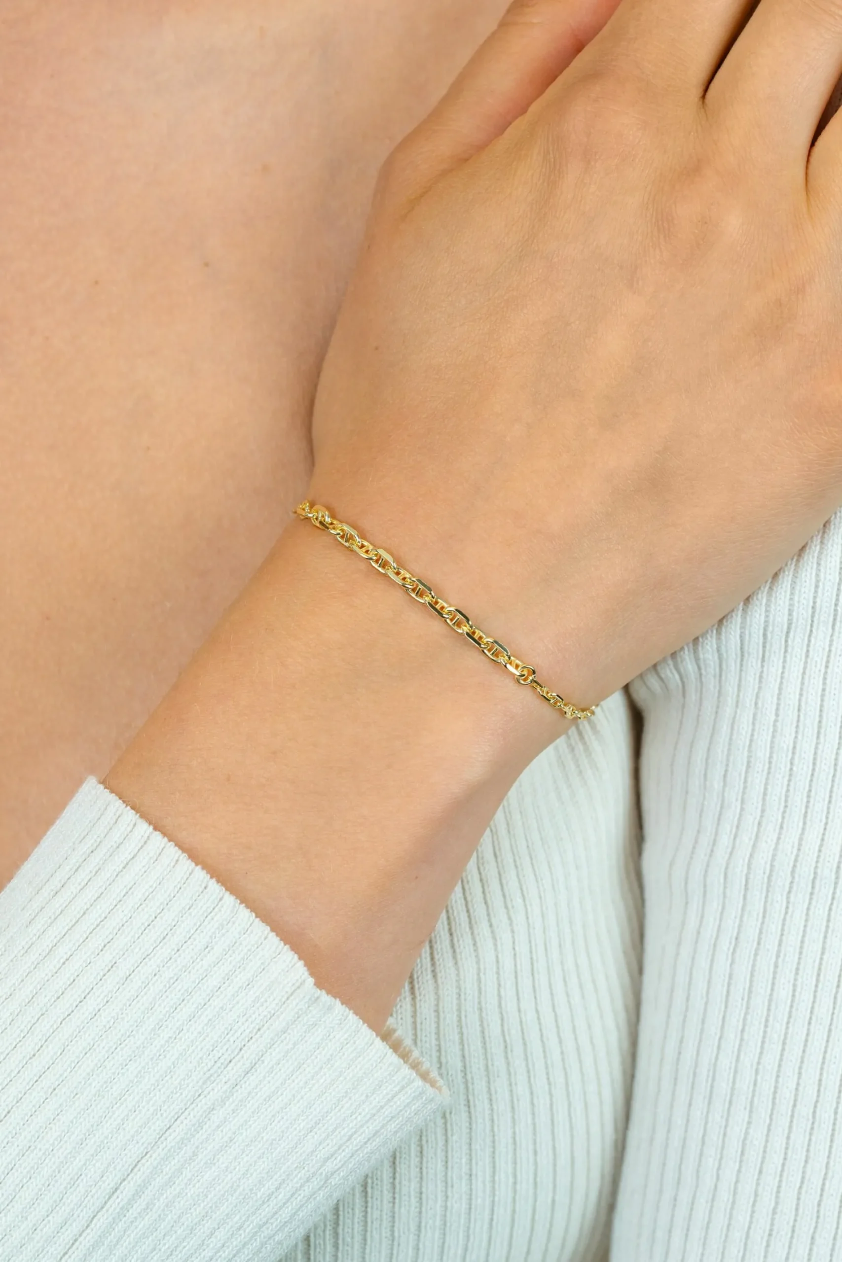 ZINZI gold plated zilveren armband met aflopende marine-schakels (3,8mm breed) 17–20cm ZIA2762G